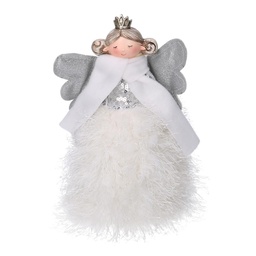 [S-V6315830000] Angelo tessuto con cuore bianco 16x13x21 cm