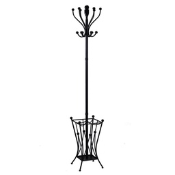 [S-V42062800NE] Appendiabiti in metallo nero con portaombrelli - 30x30x184 cm