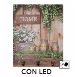 [S-V5925000000] Appendino legno con led fiori cm40x50x1,8