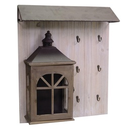 [S-V5920900000] Appendino in legno con lanterna marrone - 65 x 55,5 x 15,5 cm