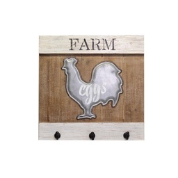 [S-V5921100000] Appendino in legno a forma di gallina con 3 posti - 40x40x7,5 cm