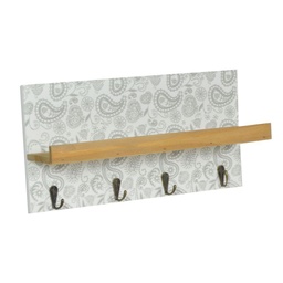 [S-V5913160000] Appendino Legno Stilla 4 Posti Grigio con Mensola 35x5,5x18 cm