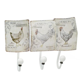[S-V5917870000] Appendino Metallo 3 Posti Bianco Gallo 30x21x8 cm