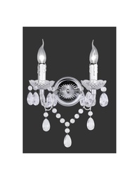[S-TRIOR25072000] Applique Cromo 2 Luci con Pendenti Trasparenti