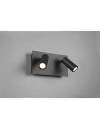 [S-TRIO222960242] Applique da Esterno Tunga Doppio Spot LED Antracite Orientabile IP54