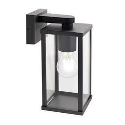 [S-SOV177/06] Applique in Alluminio Pressofuso Nero con Diffusore in Vetro Trasparente