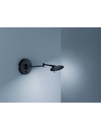 [S-TRIO274770132] Applique Orientabile Kazan Led Dimmerabile Nero Ø14 cm