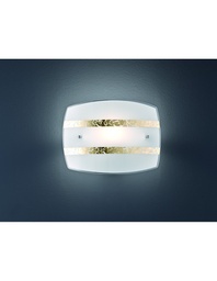 [S-TRIO208700179] Applique Paralume Vetro Decoro Foglia Oro Nikosia Trio Lighting