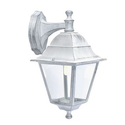 [S-SOV953/37] Applique Piccola In Basso Biancoargento - Design in Alluminio Pressofuso con Diffusori in Vetro Trasparente - Altezza Max 170mm - Potenza Massima 60W