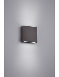 [S-TRIO229360242] Applique Quadrata Thames Led Doppia Emissione Antracite 14x14 cm