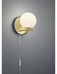 [S-TRIO202000108] Applique Sfera Vetro Bianco Ottone 1xE14