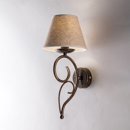 [S-BL258-AP1-BR] Applique Vienna in ferro Marrone Oro una luce paralume  tessuto 19x h38 cm