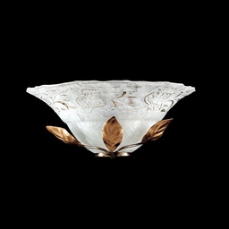 [S-BL175-AP1-BR] Applique ferro Marrone Oro una luce paralume vetro Bianco 33x16x h14 cm