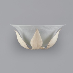 [S-BL81-AP1-AV] Applique in ferro Avorio Oro una luce vetro alabastro Bianco 30x h14cm