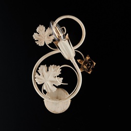 [S-BL169-AP1-AV] Applique in ferro Avorio con decorazioni decape  e rose Oro una luce 21x h30 cm