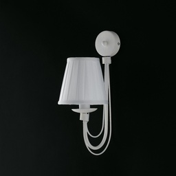 [S-BL105-AP1-BCO-PAR] Applique in ferro Bianco shabby una luce paralume Bianco 21x h38 cm