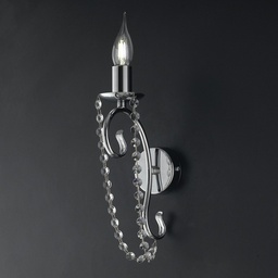 [S-BL146-AP1-CR] Applique in ferro Cromato una luce con strass 16x h32 cm