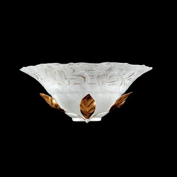 [S-BL175-AP1-BO] Applique in ferro Marrone Oro una luce paralume in vetro Bianco e Oro 33x16x h14 cm