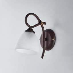 [S-BL217-AP1-RG] Applique in ferro Nero ruggine una luce paralume in vetro Alabastro Bianco 23x h25 cm