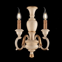 [S-BL172-AP2-AV] Applique in legno Avorio e Foglia Oro due luci 25x h40 cm