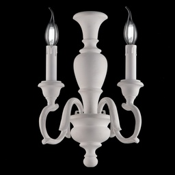 [S-BL172-AP2-BCO] Applique in legno Bianco Shabby due luci 25x h40 cm