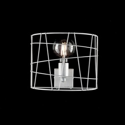 [S-BL168-AP1-BA] Applique industrial moderna in ferro Bianco e Argento una luce 28x15x h22 cm