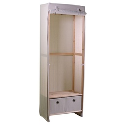 [S-V4206600000] Armadio legno e stoffa con 2 cassetti, dimensioni 58x36x268h cm