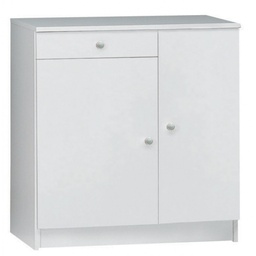 [S-O34200BIK] Armadio basso multiuso due ante un cassetto Bianco 77x34x h80 cm