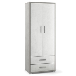 [S-ODB359CEOSK] Armadio Multiuso con Due Ante e Due Cassetti Cemento Bianco 71x41x h182 cm