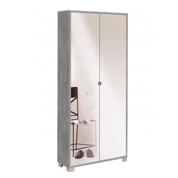[S-O747CESPK] Armadio multiuso slim con due ante a specchio e otto ripiani Beton Cemento 83x29x h190 cm
