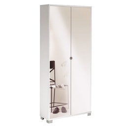 [S-A747BFSPK] Armadio Multiuso Slim Due Ante a Specchio Otto Ripiani Bianco Cenere 83x29x h190 cm