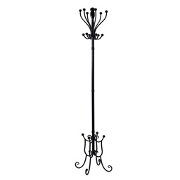 [S-V42062900NE] Attaccapanni a stelo in metallo nero 34 cm di diametro e 180 cm di altezza