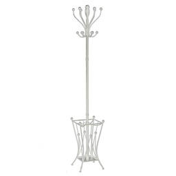 [S-V42062800BI] Attaccapanni classico a stelo bianco con porta ombrelli quadro 184 cm di altezza