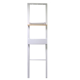 [S-V4205870000] Attaccapanni Stand legno 4 ganci Bianco con mensola 40x13x160 cm