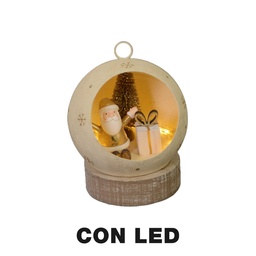 [S-V6195940000] Babbo Natale Metallo LED Pallinaoro cm ø11h15