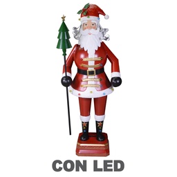 [S-V6159840000] Statua Babbo Natale in Metallo LED Rosso 40x30x135 cm
