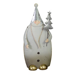 [S-V6197500000] Statuetta Babbo Natale in Metallo Oro Grigio 9x5x21 cm