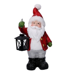 [S-V6160050000] Babbo Natale Resina con Lanterna Rosso 22x15x42 cm