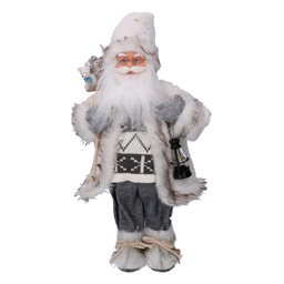 [S-V6191540000] Babbo Natale Tessuto con Regali e Lanterna Grigio 40x23,5x80 cm