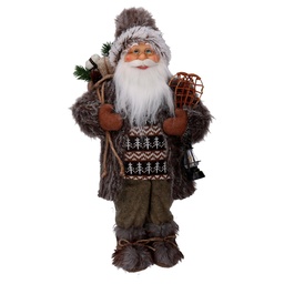 [S-V6191870000] Babbo Natale Tessuto con Regali e Lanterna Marrone 30x17,5x60 cm