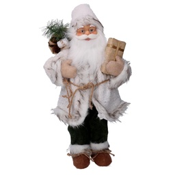 [S-V6191700000] Babbo Natale Tessuto con Regali Verde Bianco 30x17,5h60 cm