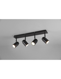 [S-TRIO880400432] Barra Lineare 4 Faretti Spot Orientabili Metallo Nero