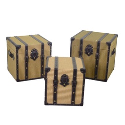 [S-V3813120000] Baule ecopelle intrecciato quadro cm47x47h47,5