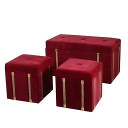 [S-V3813850000] Set 2 bauli di velluto bordeaux - Eleganza e funzionalità in un unico mix