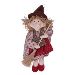 [S-V6149820000] Befana in tessuto rosso 13x28 cm