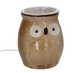 [S-V5601600000] Bruciaessenze ceramica gufo con spina ø9,5x13,5 cm