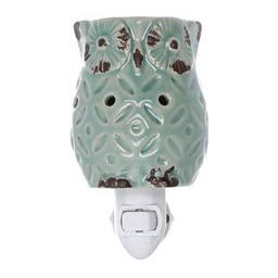 [S-V5601620000] Bruciaessenze plug ceramica gufo verde 7,7x10x13,4 cm