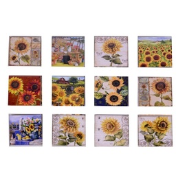[S-V1863660000] Calamita ceramica 12 pezzi assortiti girasole - cm7,5x7,5