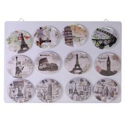[S-V1861360000] Set di magneti in metallo 12 pezzi città assortiti con display cmø7,3