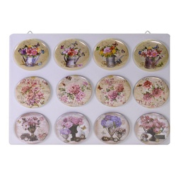 [S-V1863590000] Set di 12 calamite in metallo assortite con espositore fioric cmø7,3